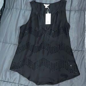 Women’s black Candies shear tank top with sequins accents. New with tags.